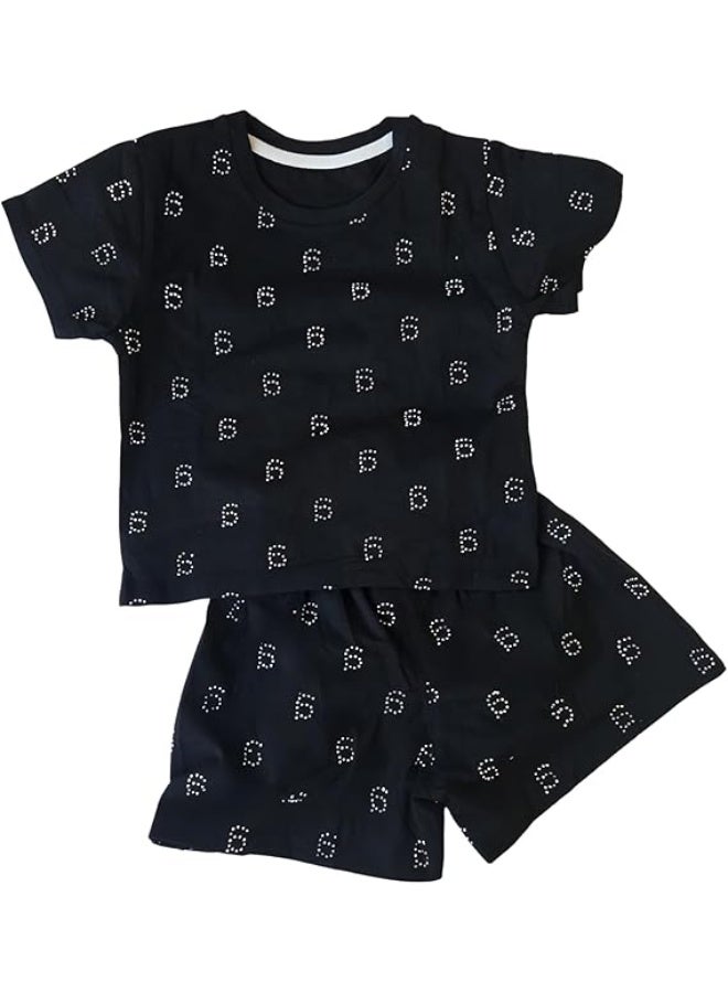 MINIIMODZ Alpha Print Shorts for Girls | Soft Cotton Mini Shorts with Alphabet Print | Toddler Nightwear & Casual Shorts - Image 1